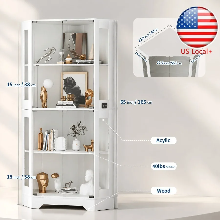 Lighting - 65 White Corner Collectible Curio Cabinet