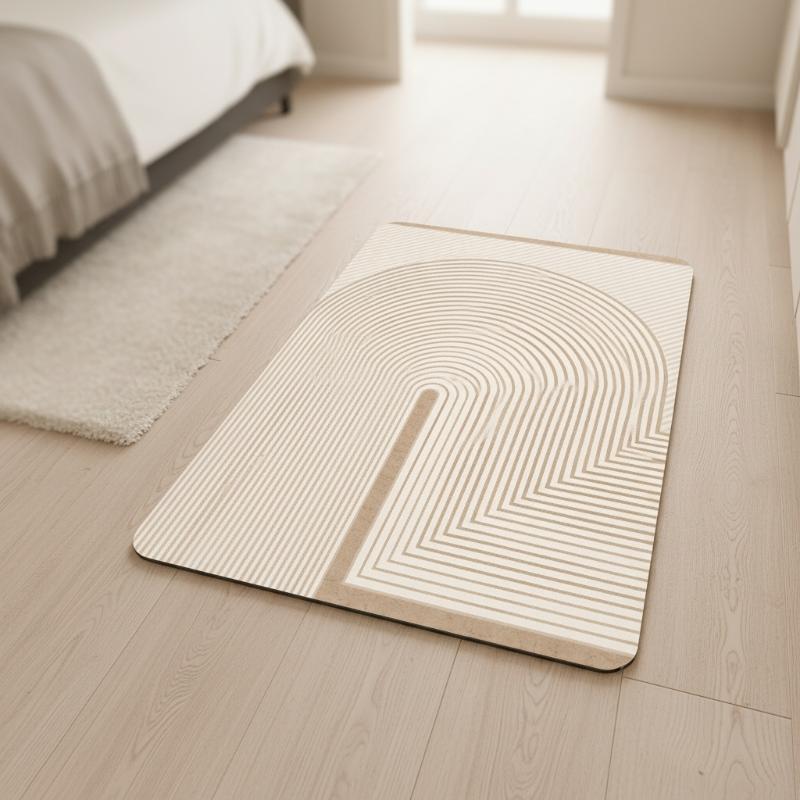 (Beige Striped Diatomite Bath  - Quick Dry Diatomite Bath Mat recension och pris