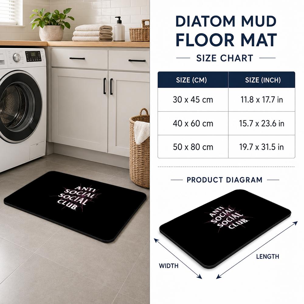 Fashion A ANTI SOCIAL SOCIAL C - Quick Dry Diatomite Bath Mat recension och pris
