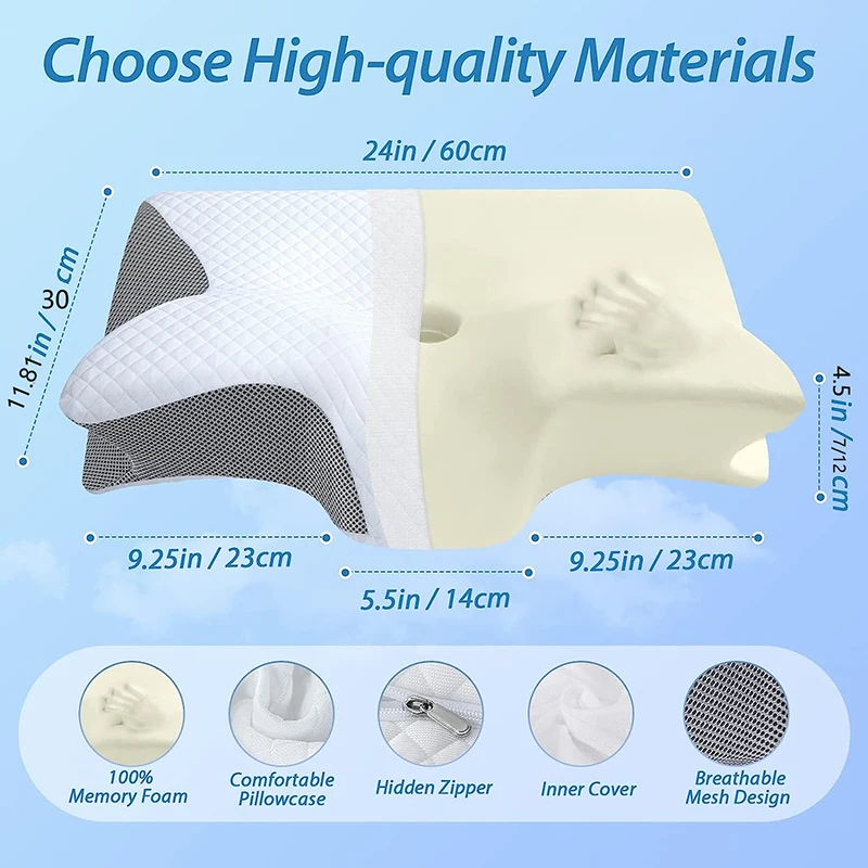 1pc Memory Foam Cervical Pillo - Memory Foam Orthopedic Pillow Neck Pain recension och pris